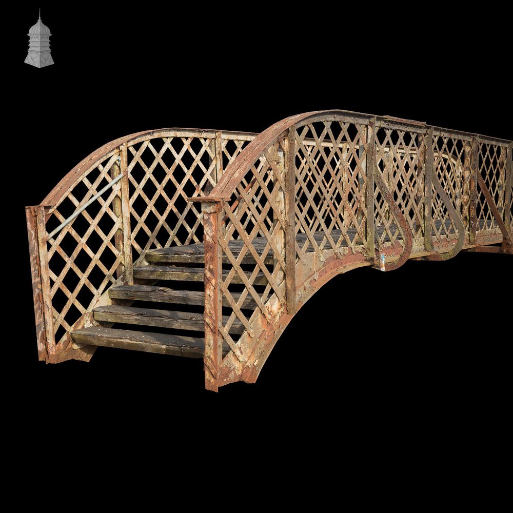 NR51321: Large 38ft Long 19th C Wrought Iron Industrial Railway Footbridge