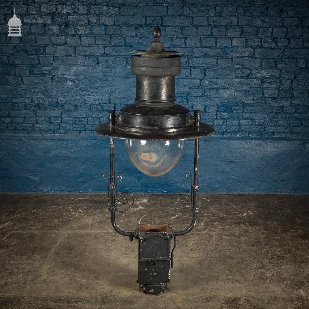 19th C Black Painted Copper Top Lampost Light Fitting