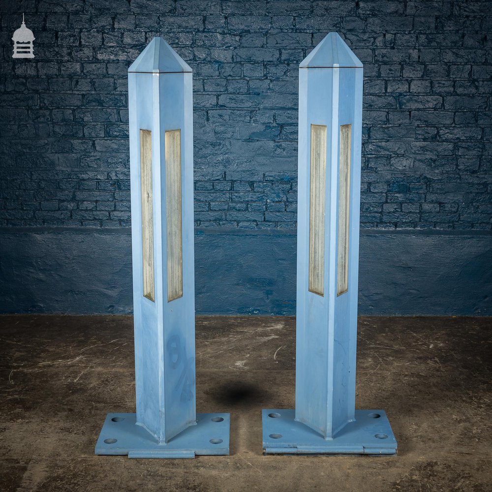 Pair of 20th C Aluminium Obelisk Security Entrance Lights Pillars
