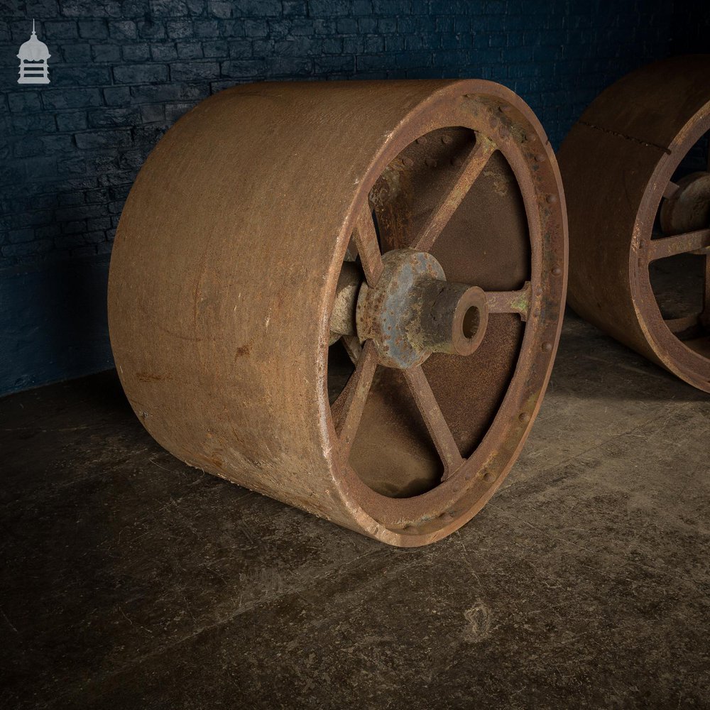Pair of Large 19th C Industrial Roller Wheels Planters