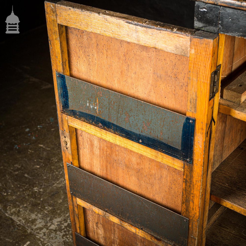 Vintage Black Wooden Industrial Workshop Cupboard