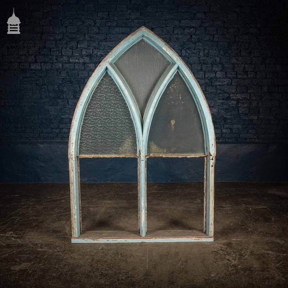 NR22421: Set of 11 19th C Pine Astral Glazed Arch Top Windows