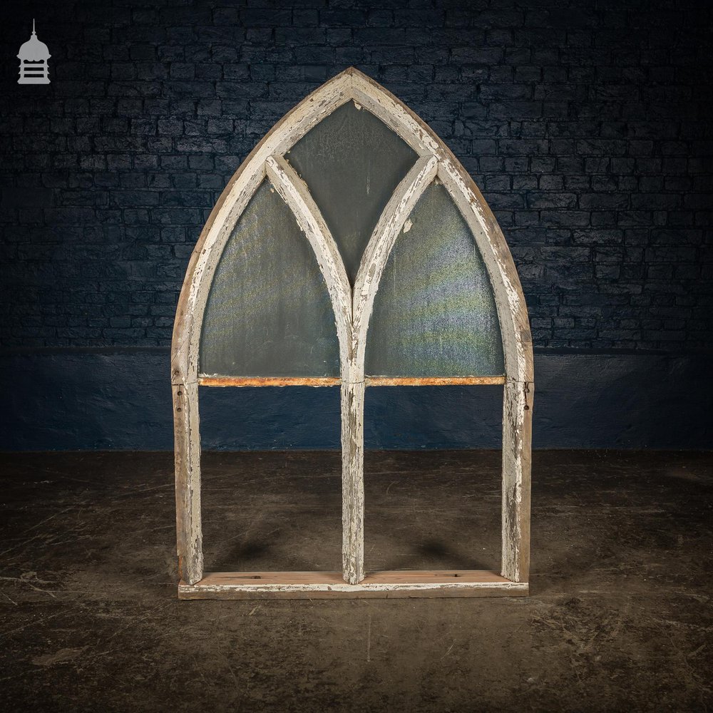 NR22421: Set of 11 19th C Pine Astral Glazed Arch Top Windows