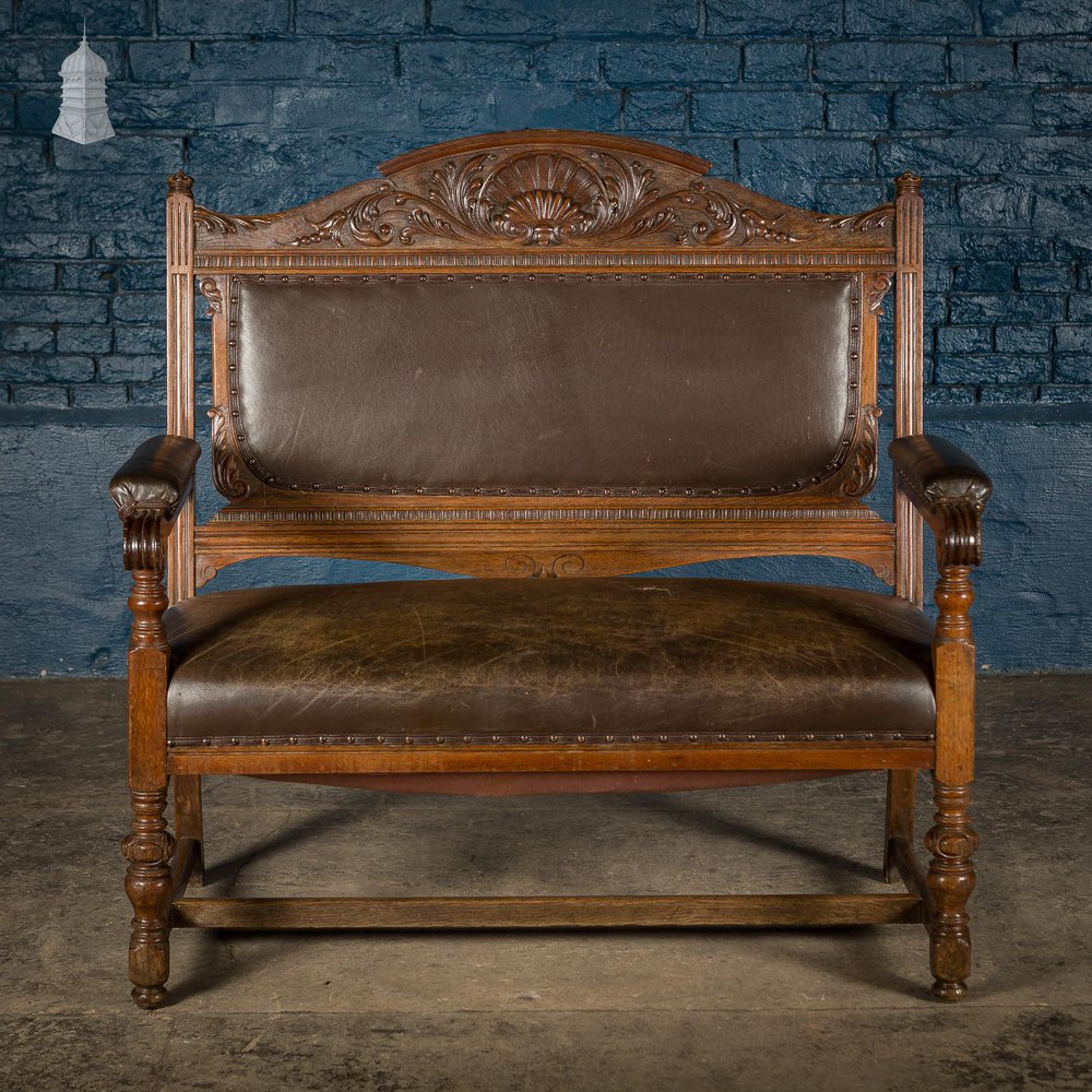 NR59221: Late 19th C Double Oak Frame Sofa Set and Two Singles