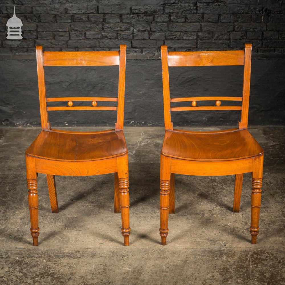 Pair of 18th C Elm Country Farmhouse Chairs