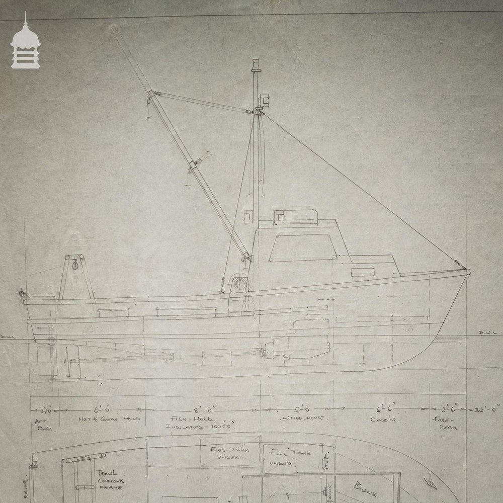 Batch of 550 Vintage Marine Architectural Plans Technical Drawings Blueprints