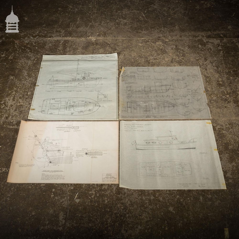 Batch of 550 Vintage Marine Architectural Plans Technical Drawings Blueprints