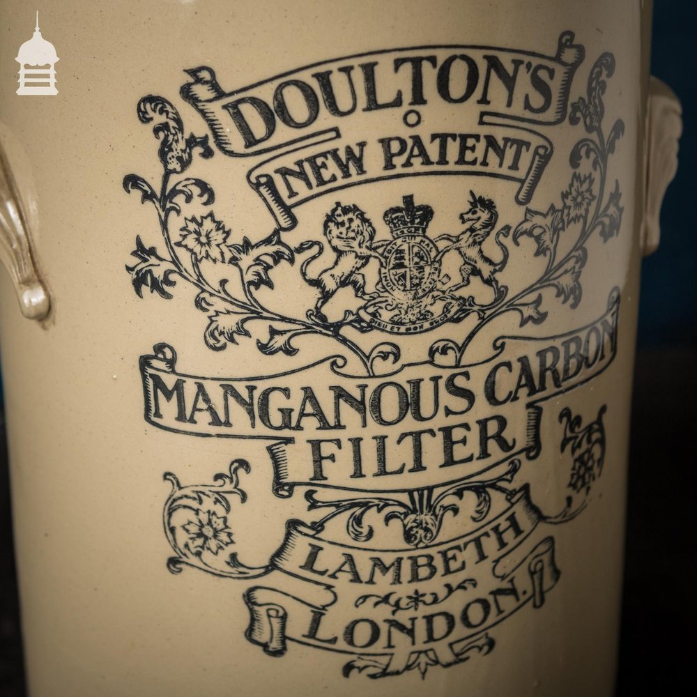 19th C Doultons Lambeth Cream Enamelled Stoneware Size 2 Manganous Carbon Water Filter