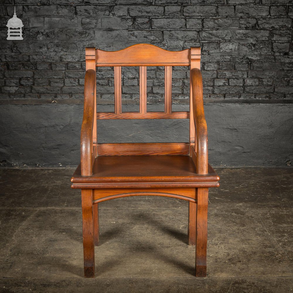 Unusual 19th C Aesthetics Movement Pitch Pine Ecclesiastical Throne Chair