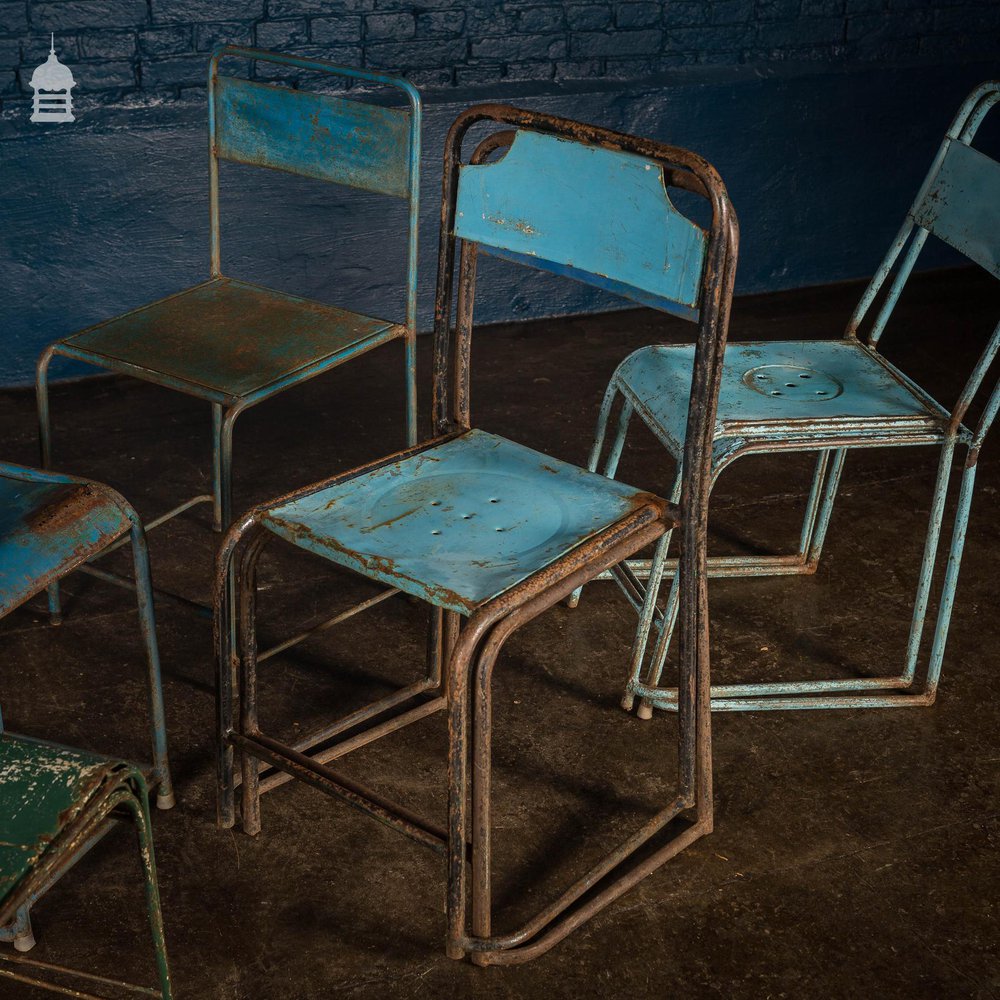 Set of 10 Metal Industrial Chairs From Indonesia