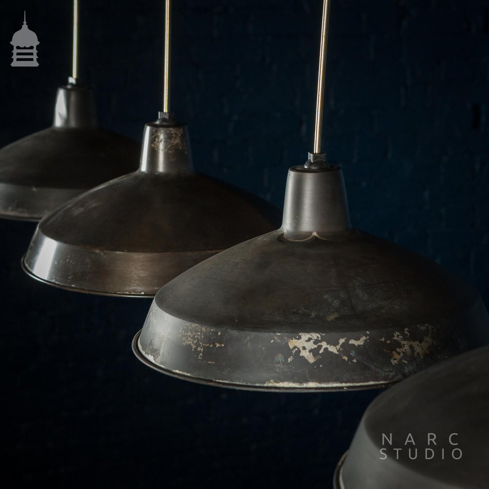 Batch of 5 NARC Studio Stripped Industrial Metal Light Shades