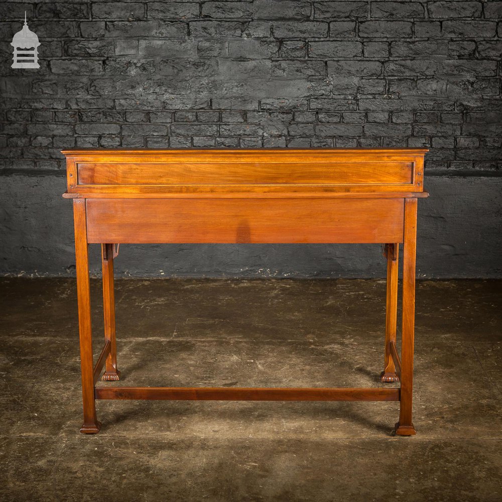 19th C Leather Bound Mahogany Side Table Desk Attributed To Thomas Chippendale