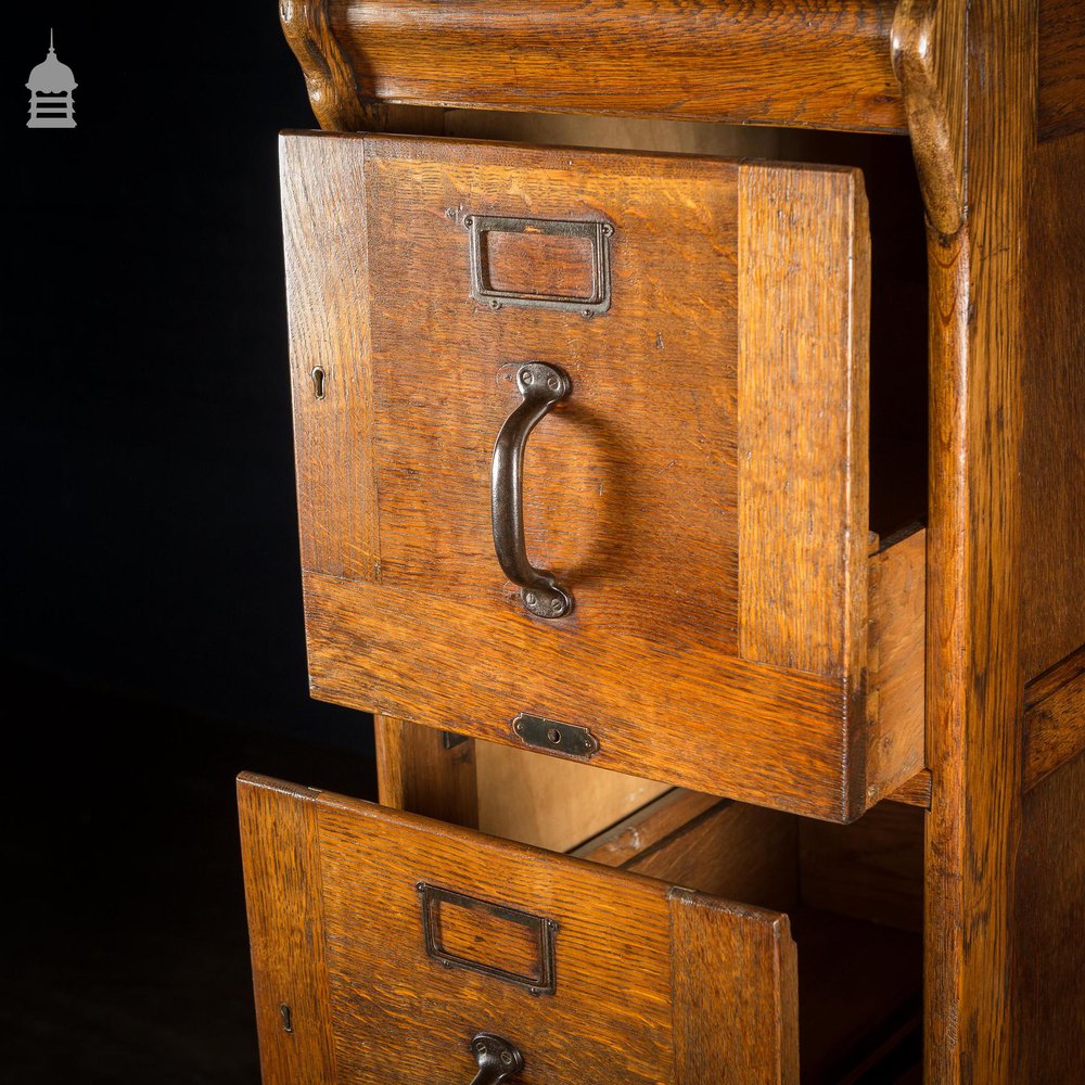 1920’s Oak 4 Drawer Filing Cabinet