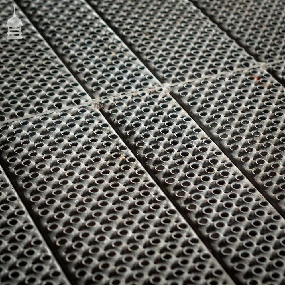 Batch of 14 Vintage Industrial Perforated Galvanized Tread Plates 7 Square Metres