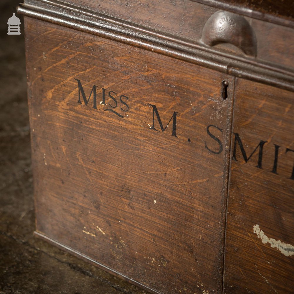 19th C Tin Dome Top Deeds Chest Miss M Smithers