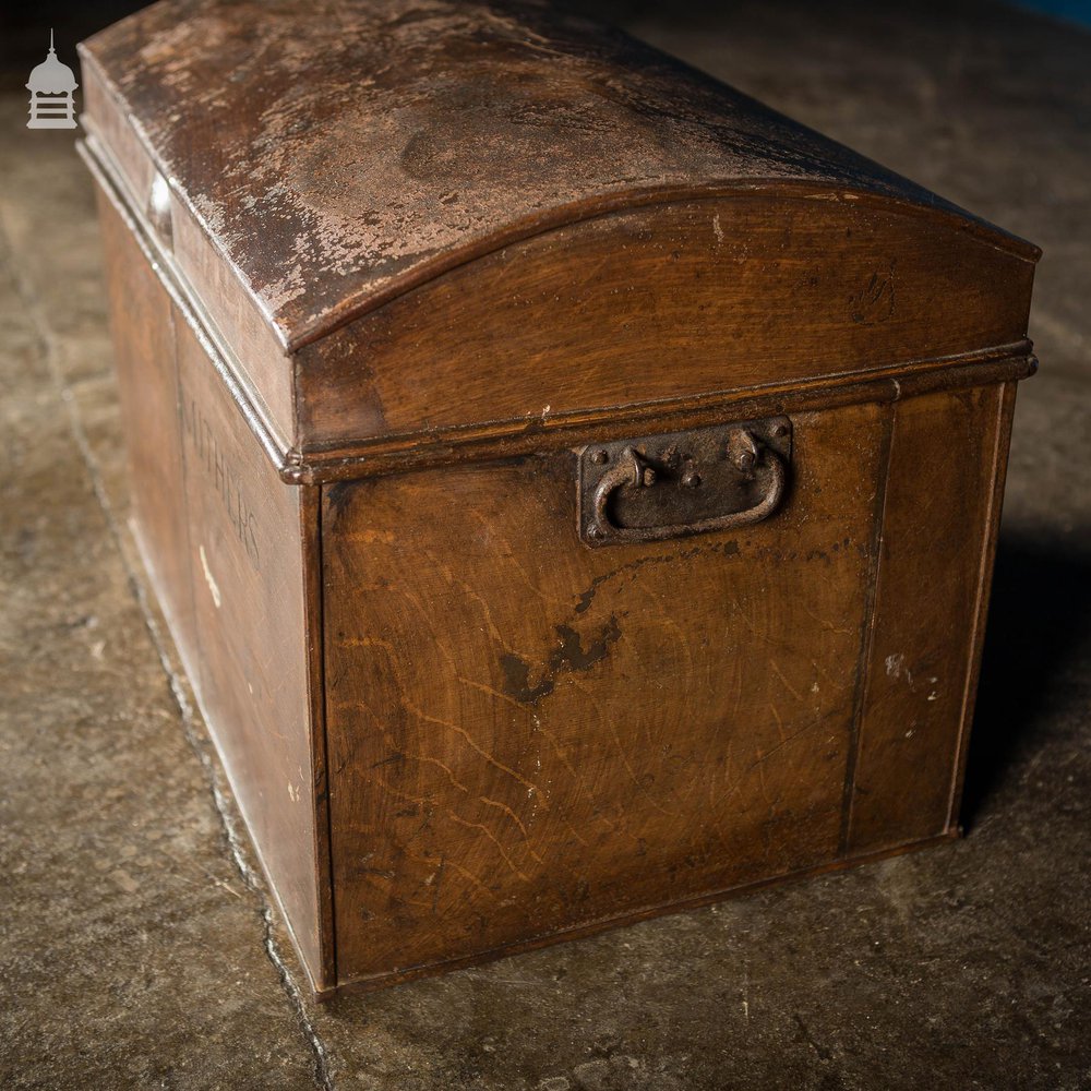 19th C Tin Dome Top Deeds Chest Miss M Smithers