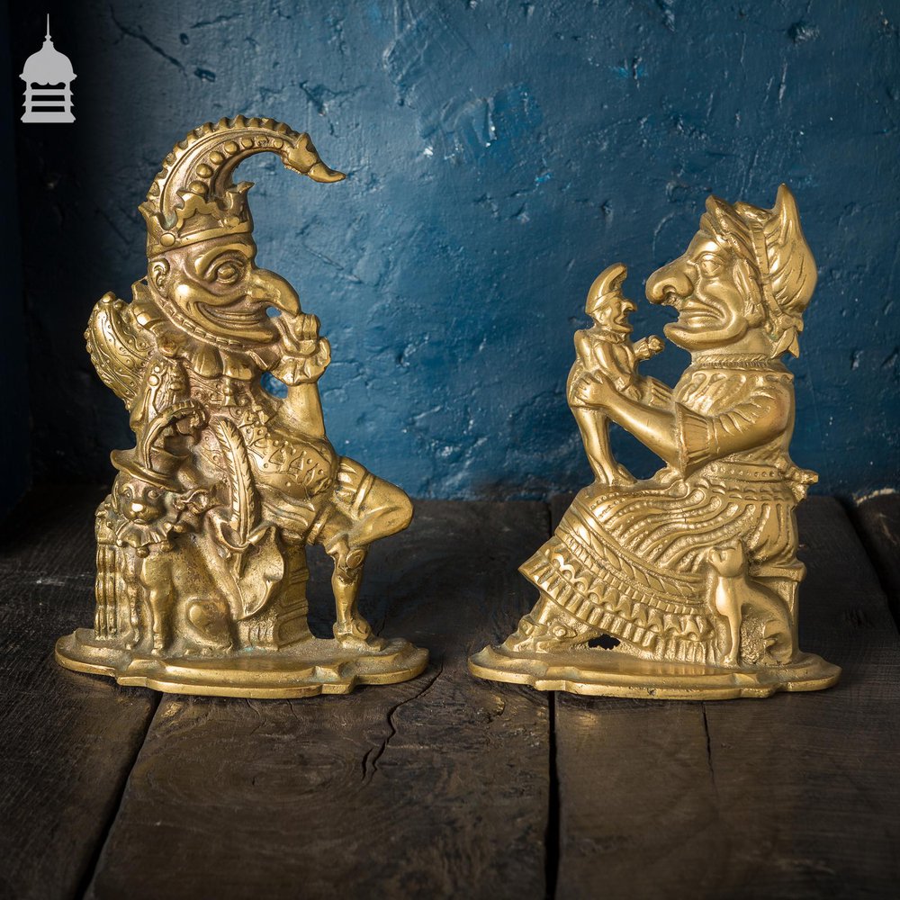 Pair of Vintage Brass ‘Punch and Judy’ Character Door Stops