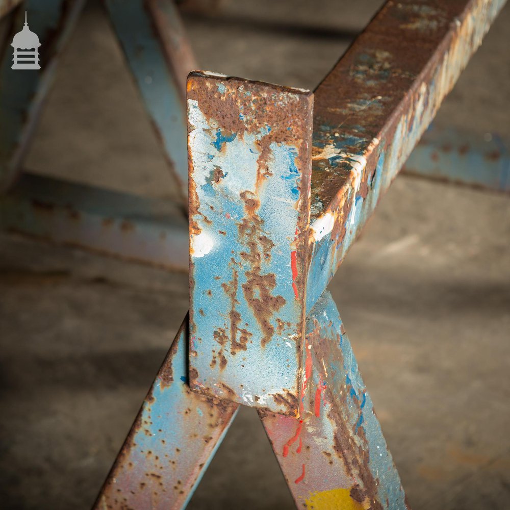 Pair of Huge Industrial Monster A Frame Workshop Trestles with Distressed Finish