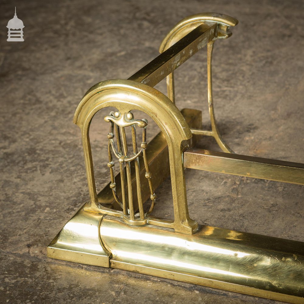 Art Nouveau Brass Fireplace Fender