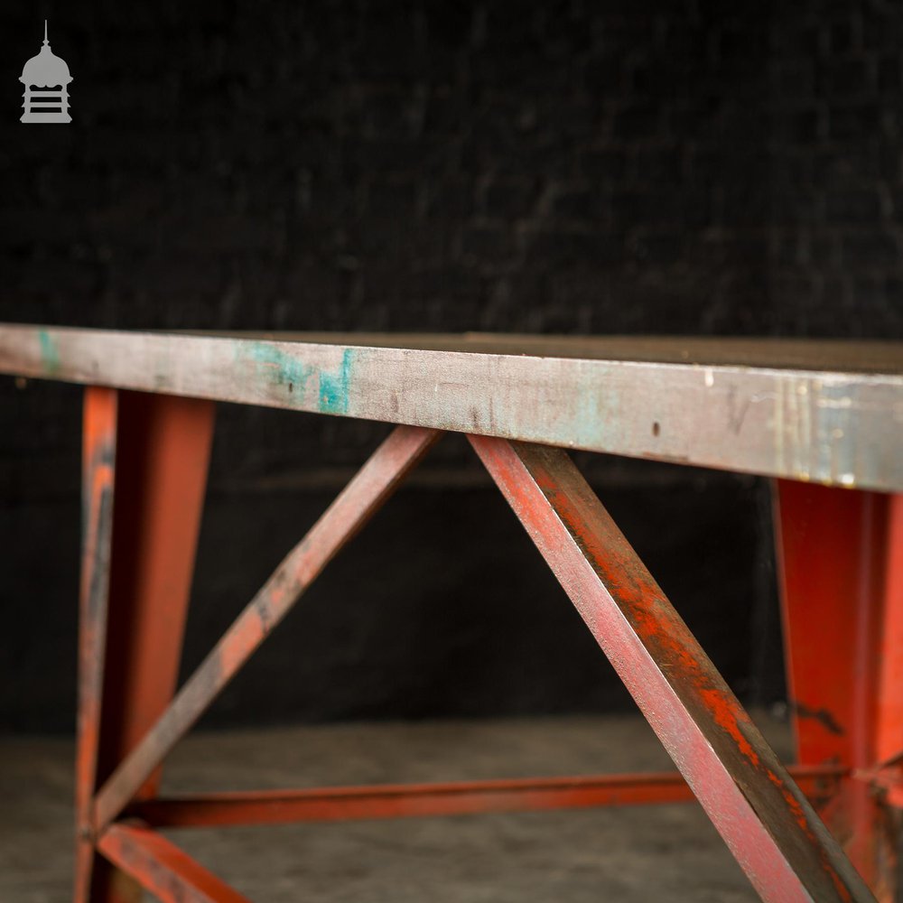 Large Steel Frame Industrial Workshop Plate Top Factory Table