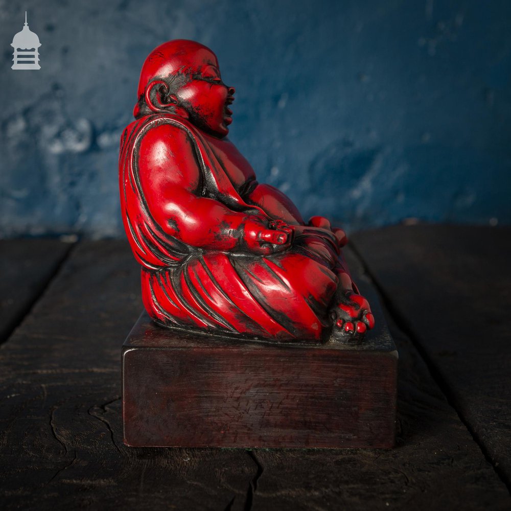 Early 20th C Red Resin Buddha