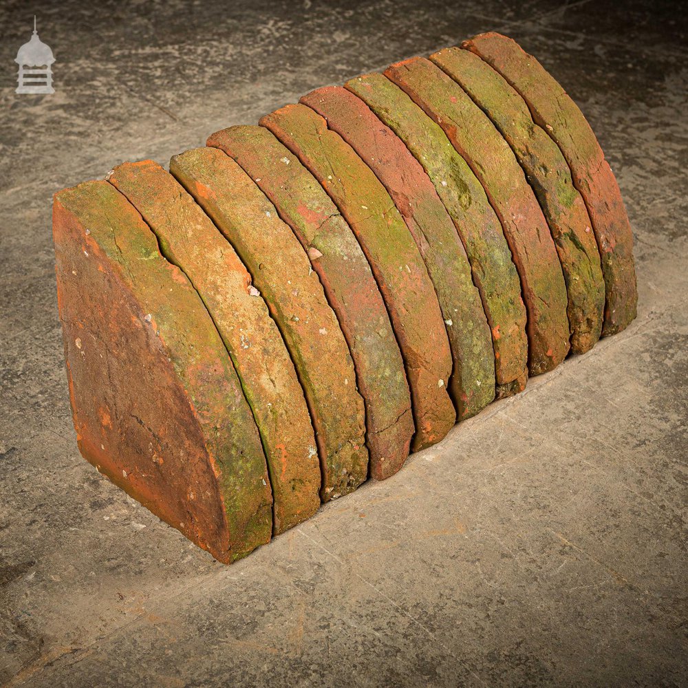 Batch of 22 Quarter Round 18th C Wall Coping Red Brick Copings