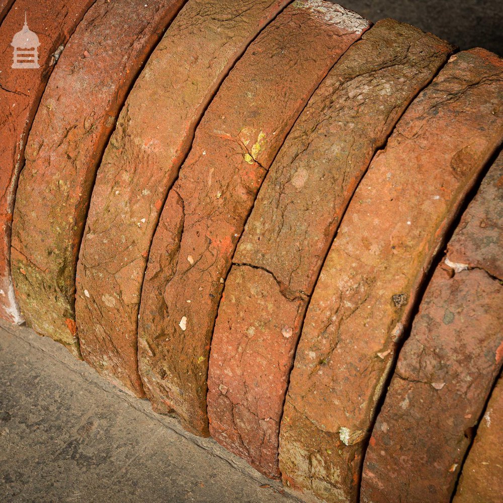 Batch of 13 Quarter Round Wall Coping 18th C Red Brick Copings