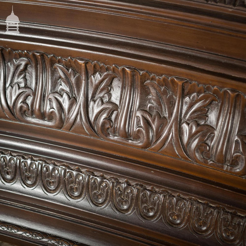 Set of 7 20th C Curved Hardwood Decorative Carved Panels