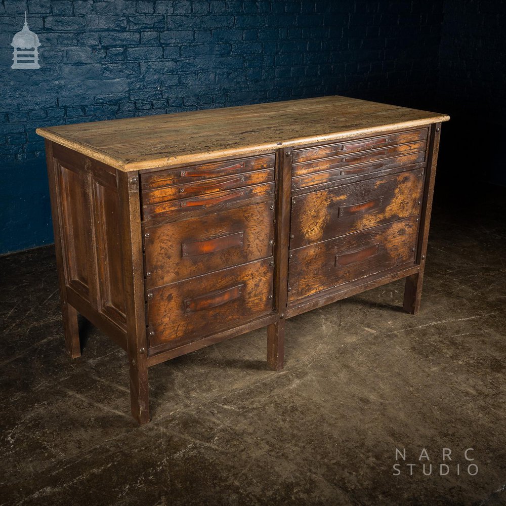 NARC Studio ‘The Oak Printers Kitchen’ Three Piece Set to include Kitchen Island, Sideboard and Sink Unit [No. 2]