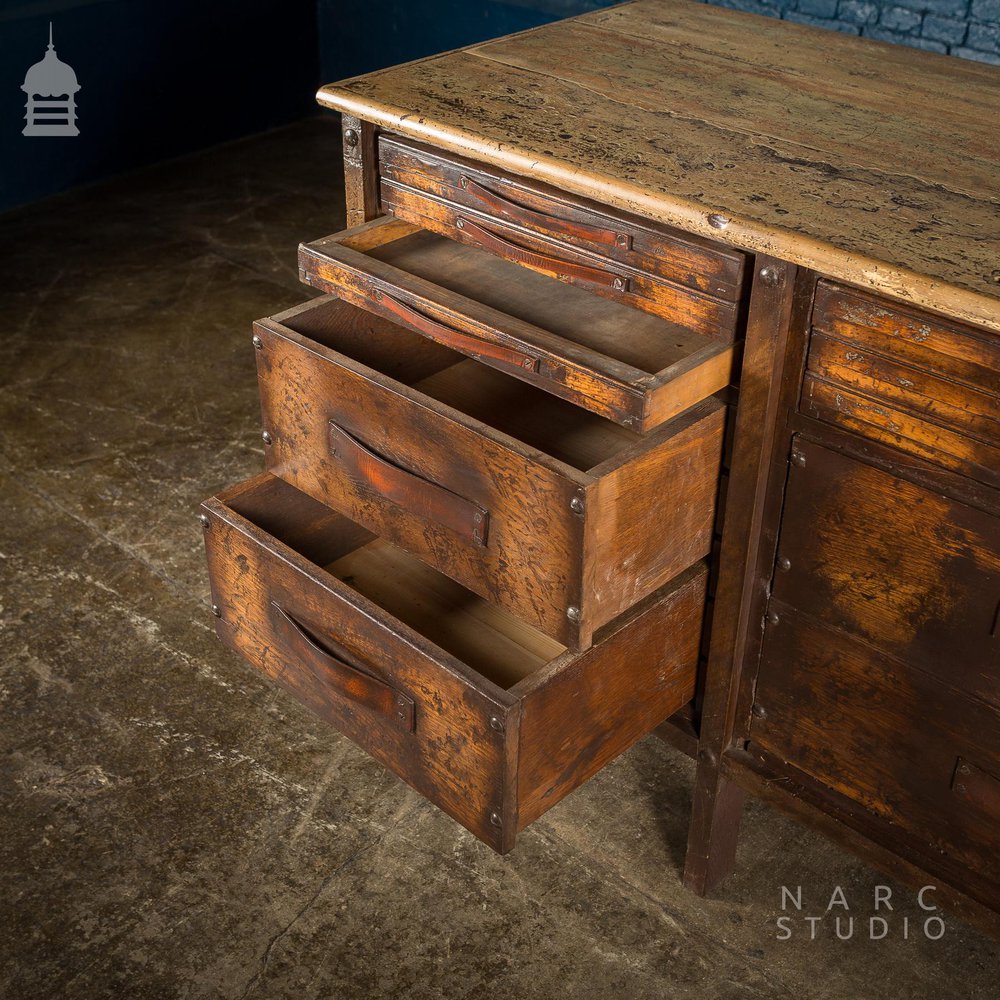 NARC Studio ‘The Oak Printers Kitchen’ Three Piece Set to include Kitchen Island, Sideboard and Sink Unit [No. 2]