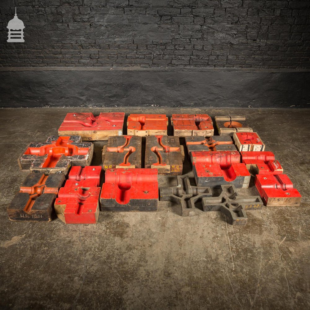 Collection of 18 Red and Black Industrial Factory Moulds