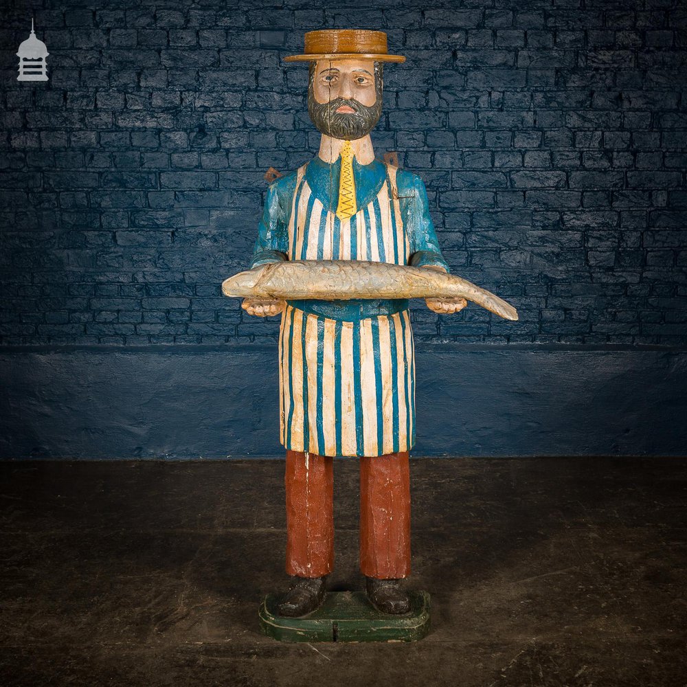 Victorian Carved Timber Fishmonger Shop Figure
