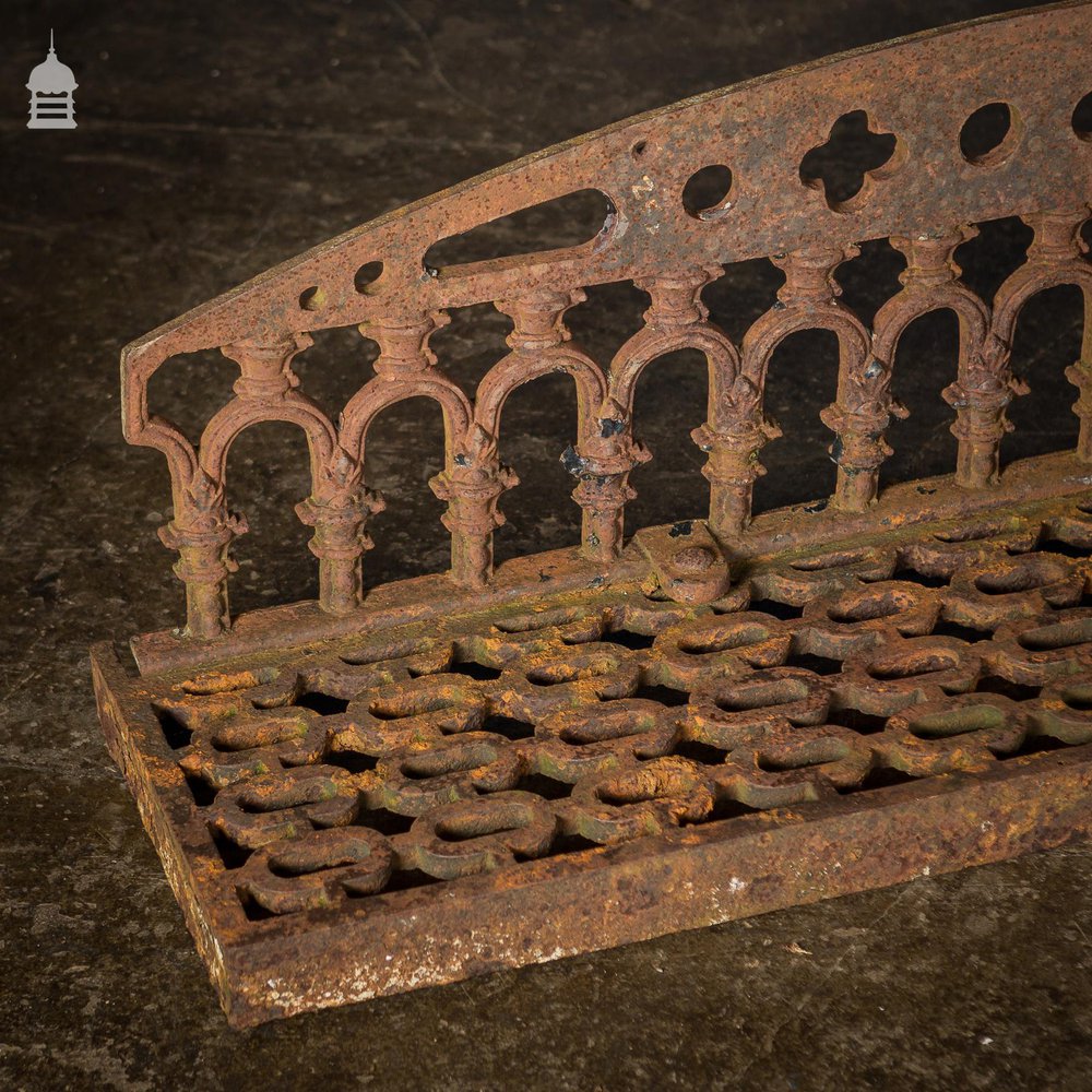 Pair of 19th C Ornate Cast Iron Gothic Cellar Grates