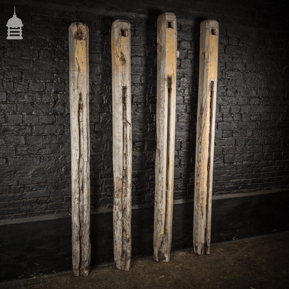 Set of Four 18th C Oak Stable Block Posts