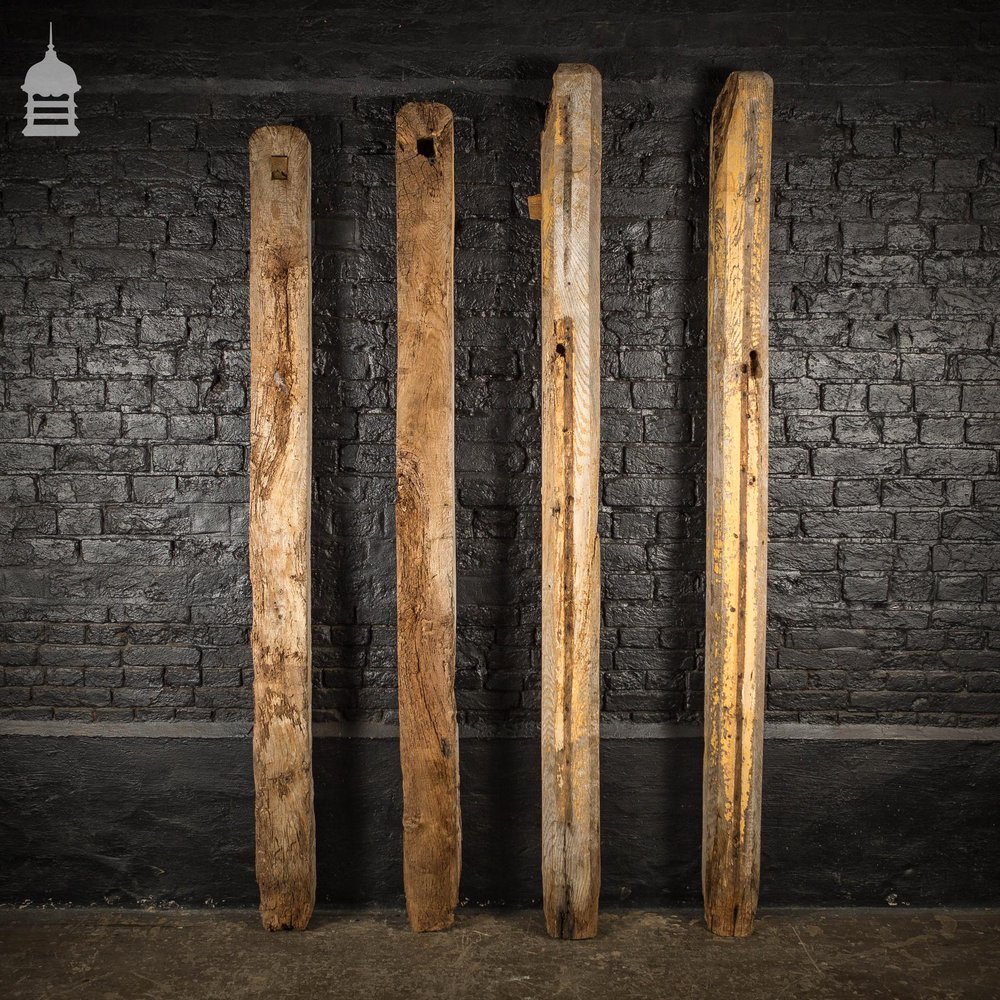 Set of Four 18th C Oak Stable Block Posts