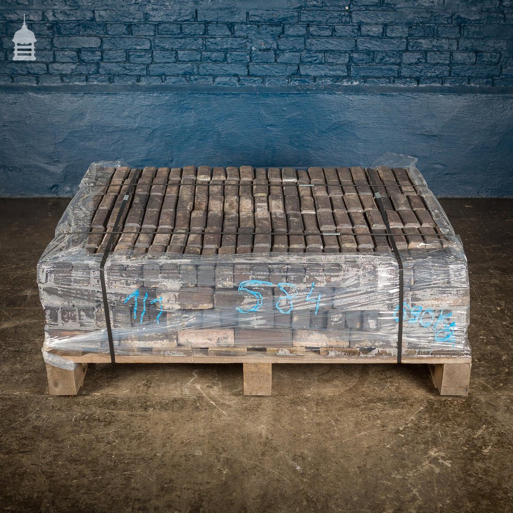 Batch of 580 Narrow Victorian Staffordshire Blue Clinker Pavers - 4 ½ Square Metres
