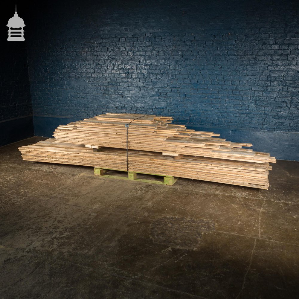 NR46221: Batch of 51 Square Metres of 20th C Skimmed Beech Tongue & Groove Floorboard