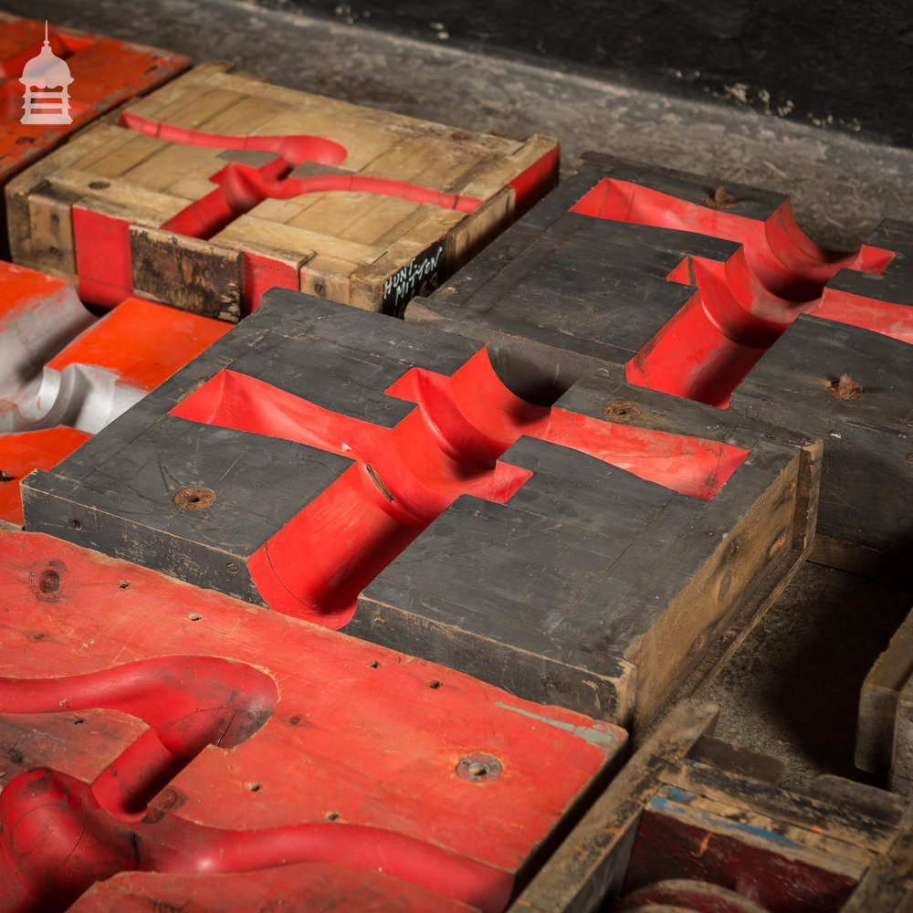 Collection of 28 Red and Black Industrial Foundry Factory Moulds