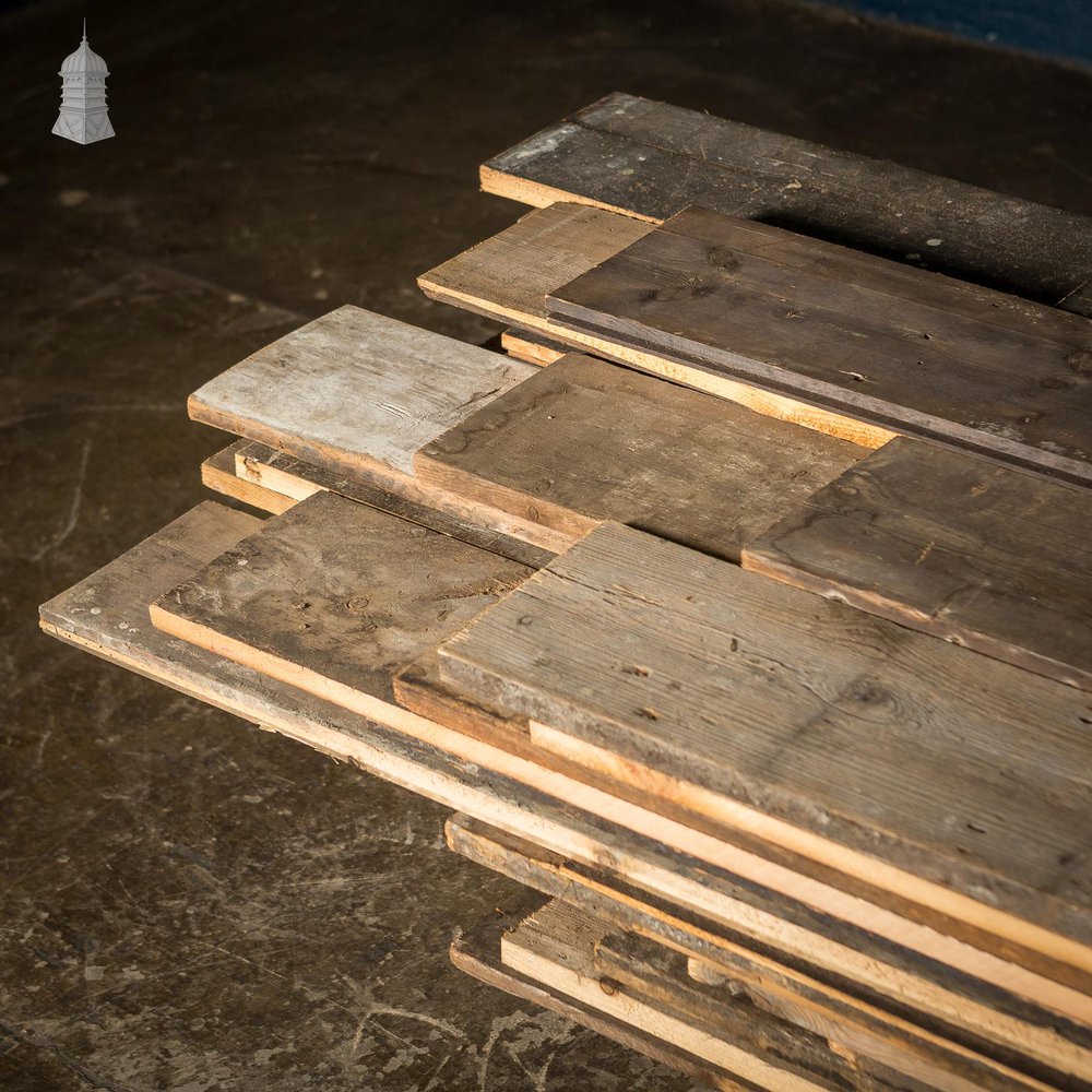 NR46521: Batch of 22 Square Metres of 6.5 Inch Wide 19th C Pine Floorboards