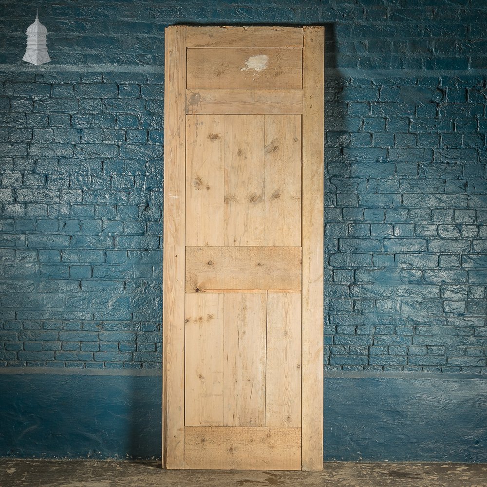 Panelled Internal Door, 8ft Tall, 19th C, Pine