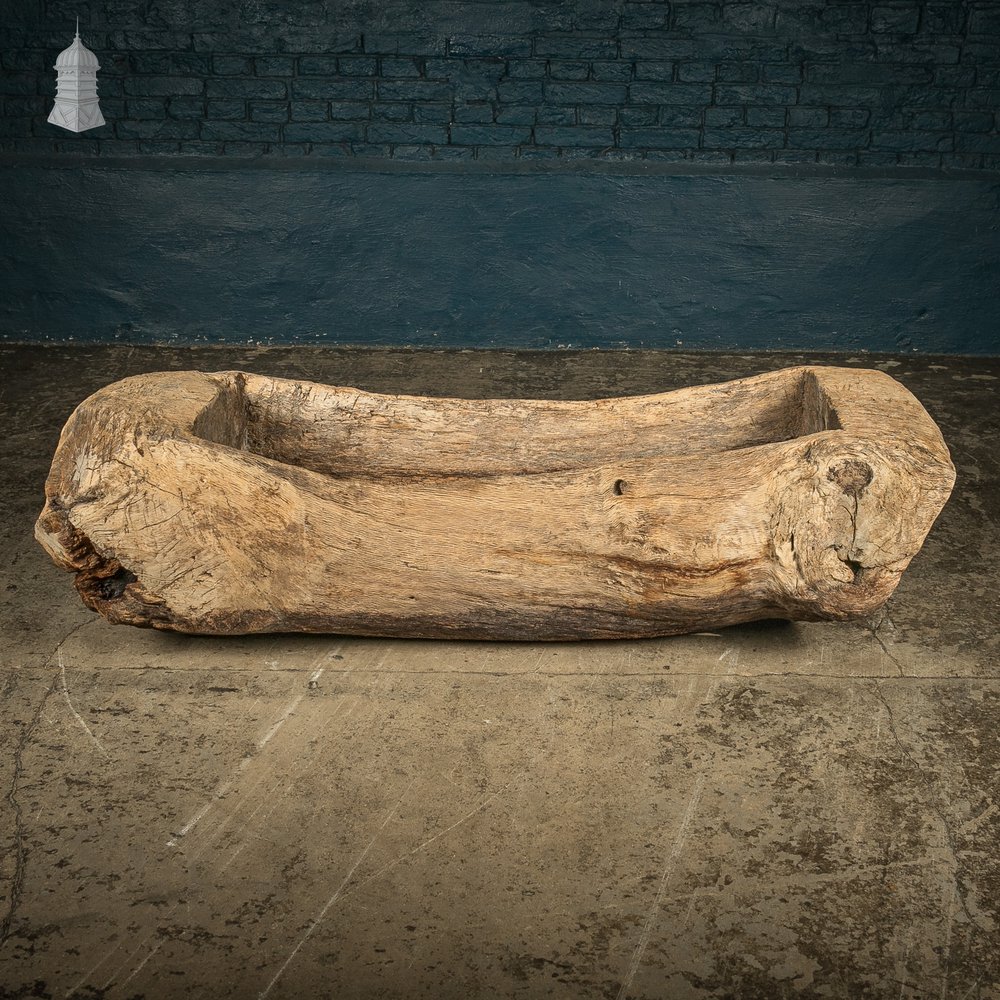 Ancient Oak Trough, Hand Carved, Believed to be English, Salvaged from a North Norfolk Pub