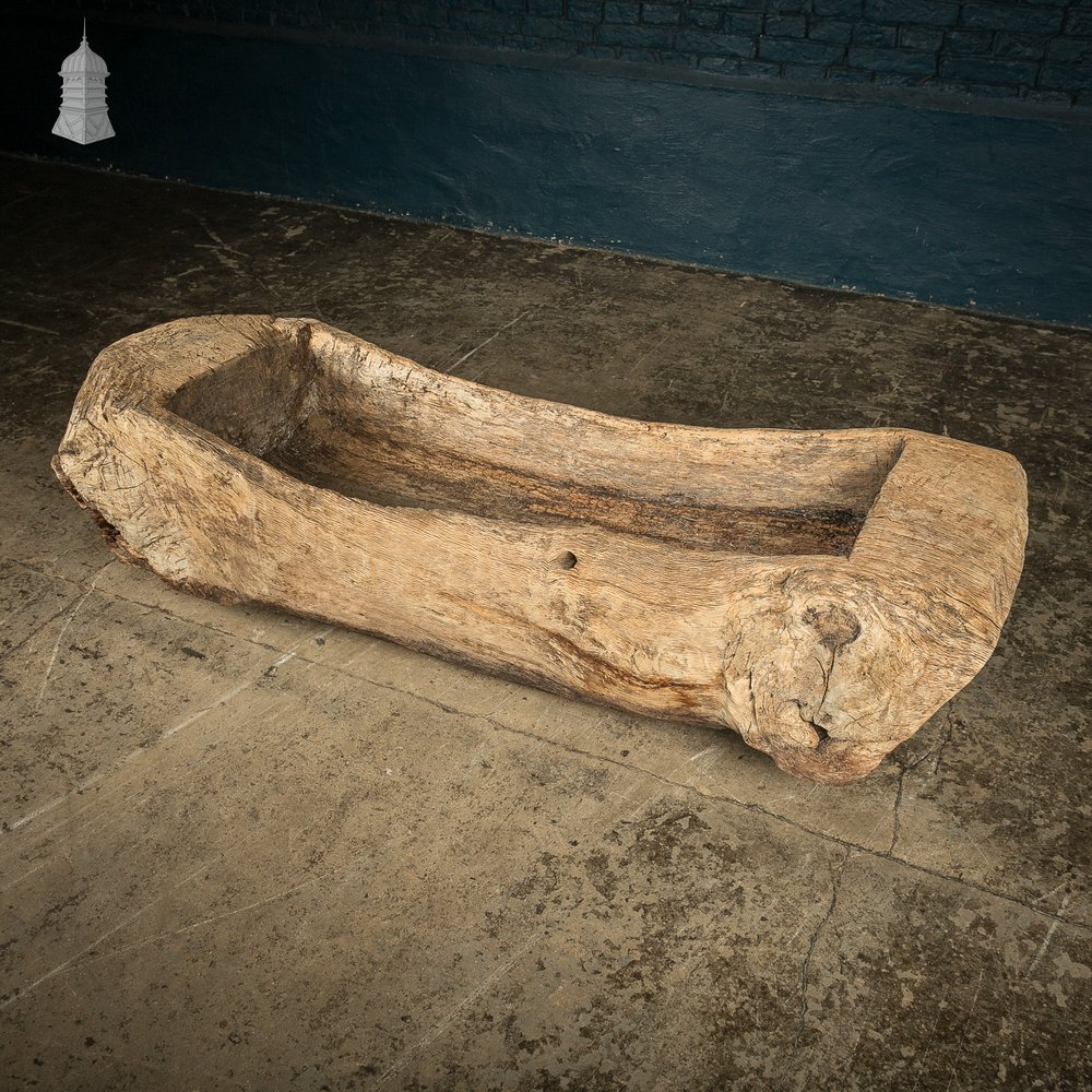Ancient Oak Trough, Hand Carved, Believed to be English, Salvaged from a North Norfolk Pub