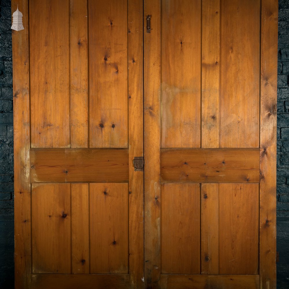 Pine Panelled Doors, 19th C, Pair of 4 Panel Doors with White Painted Finish