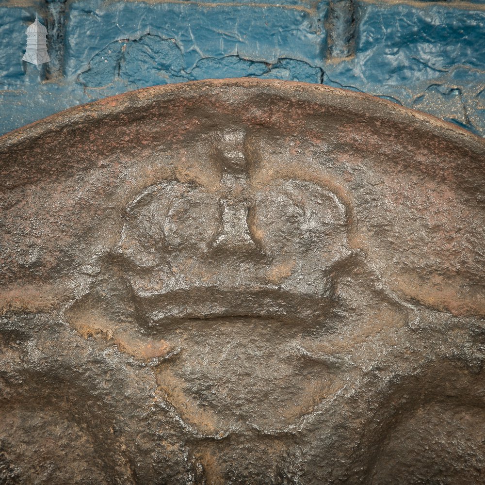 Fire Back, Cast Iron Crown and Shield Design