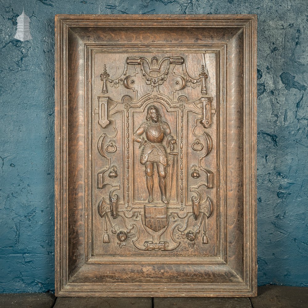 Carved Oak Panel, Cromwellian Style, Possibly 19th C