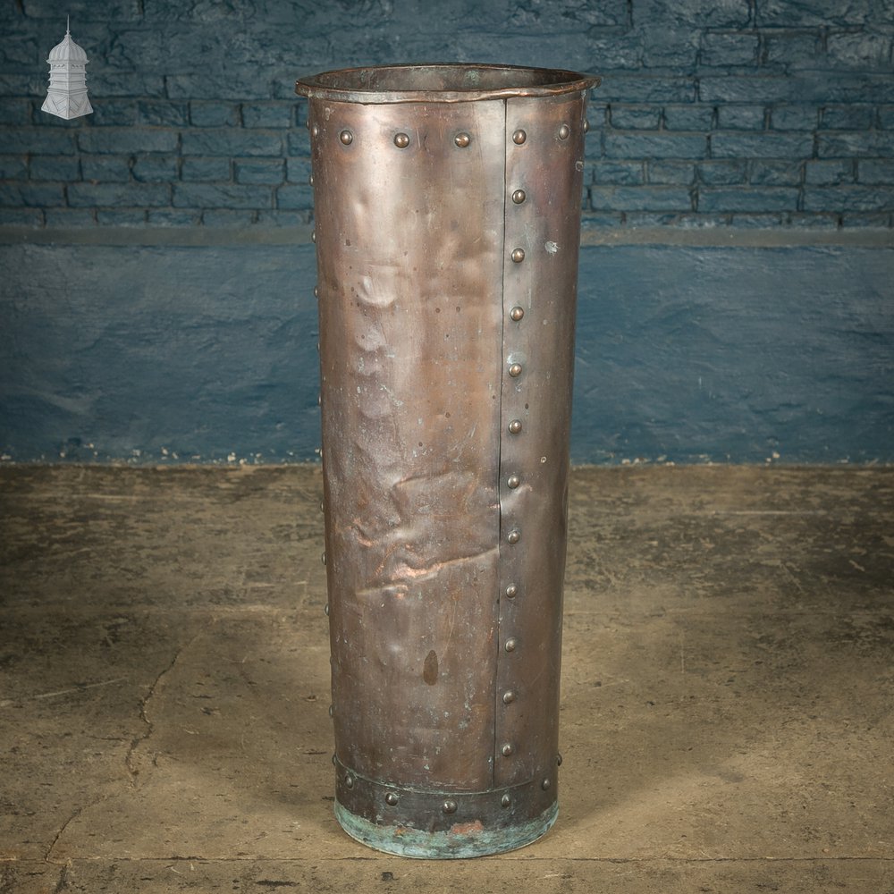 Tall Copper Copper, Riveted Cylindrical Planter
