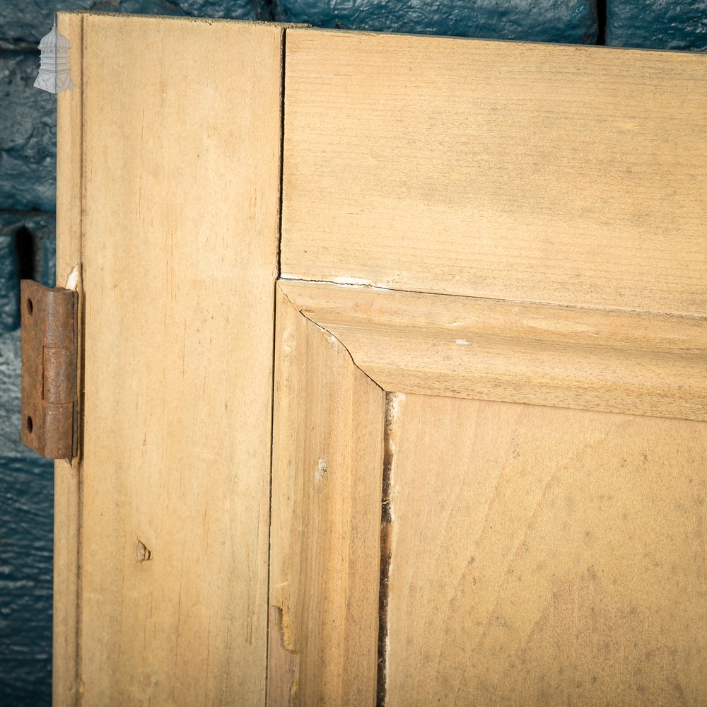 Pair of Small 19th C Stripped Pine Cupboard Doors with Moulded Panels & Beaded Hinge Rails
