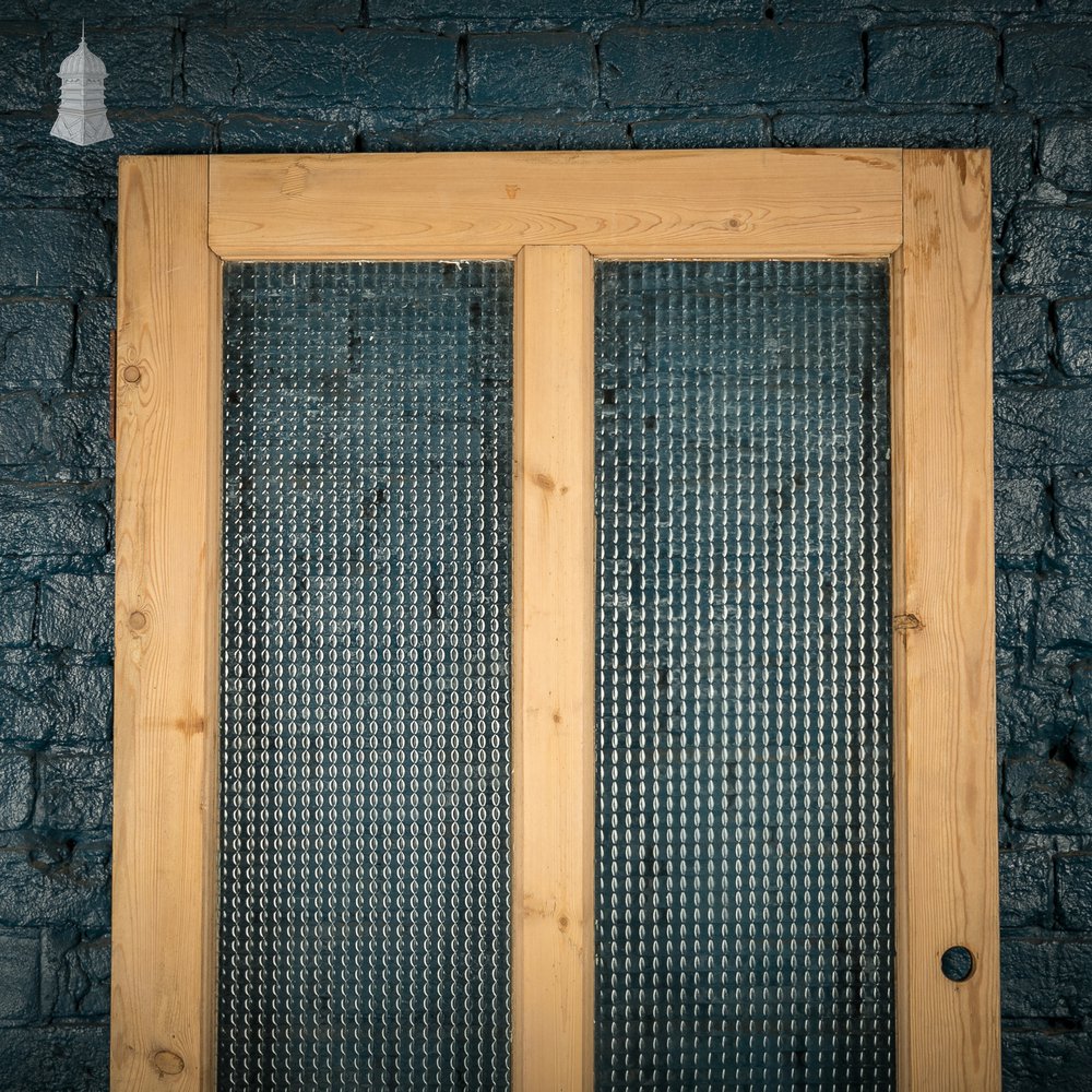 Glazed Pine Door, 4 Panels, 2 with Textured Glazing
