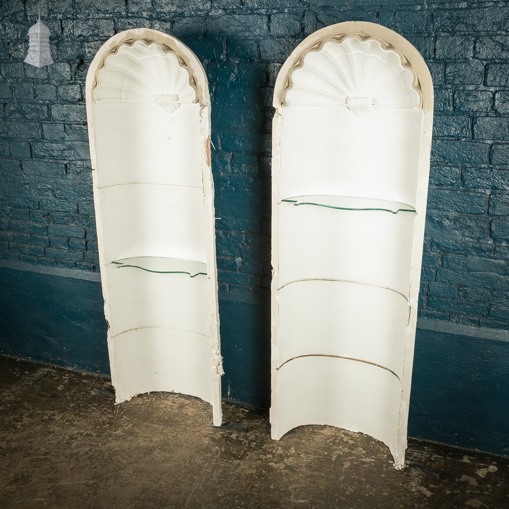 Pair of Early 20th C White Plaster Niche Alcove Shelves