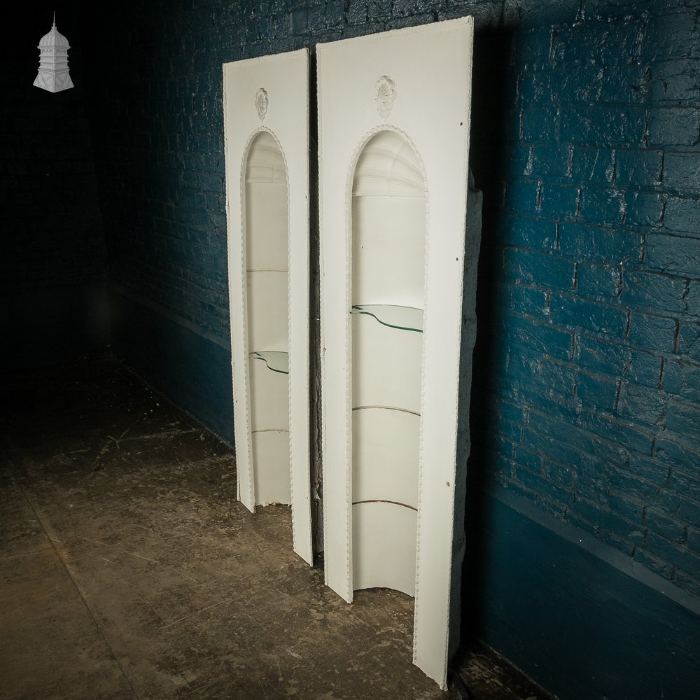 Pair of Early 20th C White Plaster Niche Alcove Shelves